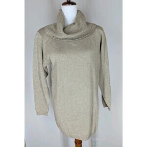 Vintage Jeanne Pierre Lambswool Blend Sweater Gold Cowl Turtleneck Size Small